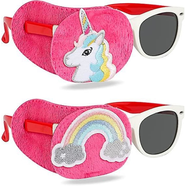 2-delt Unicorn øjenplaster sæt til amblyopi - medicinsk øjenplaster til højre øje til børn og voksne
