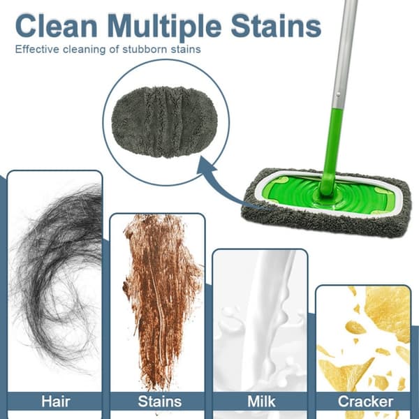 4-pak grøn, egnet til Swiffer Sweeper med flad moppeklud, vaskbar og genanvendelig mikrofibermoppe