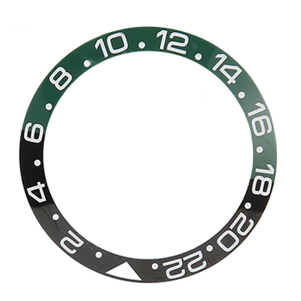 38 mm Diameter GMT Ur Bezel Indsats Ring Sort Grøn Base Hvid Karakter Keramisk Bezel Indsats Base Ring