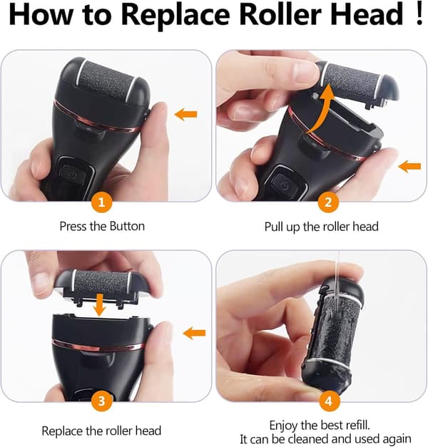 6-pack Replacement Rollers for Electric Foot File, Replacement Heads for Electric Pedicure Tools with Extra, Regular, Fine Coarseness