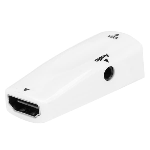 1080P HD Multimedia Interface Hun til VGA Hun Adapter Konverter med Lydkabel Hvid