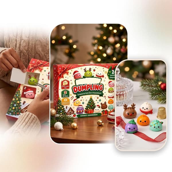 2026 julekalender, 24-dagers dumpling squishy nedtellingsleke med søte samlefigurer, julebordsdekorasjon, strømpefyll