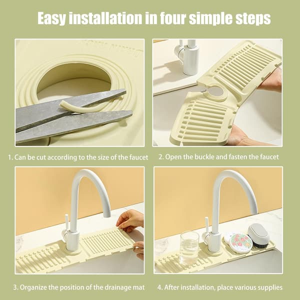 Faucet Mat for Sink - Upgraded Premium Silicone Splash Guard with Quick-Drying Properties - Stone Sinks in Kitchen and Bathroom