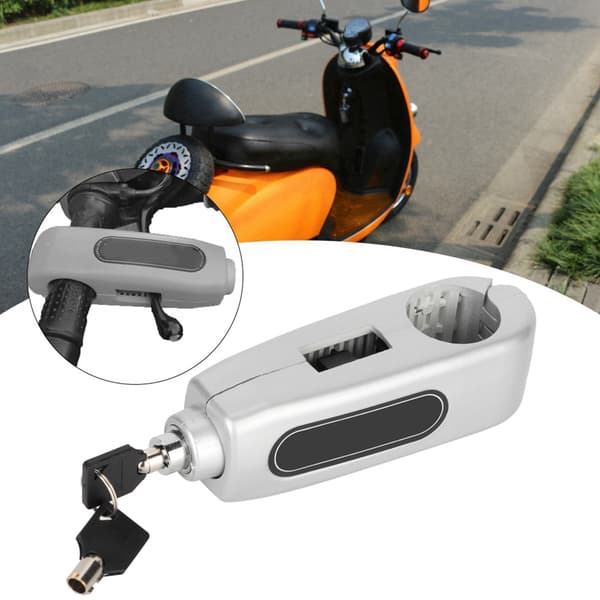 Universal Motorcykel Styre Hämstång Lås Gasgrepp Stöldskyddssäkerhet Lås (Silver)