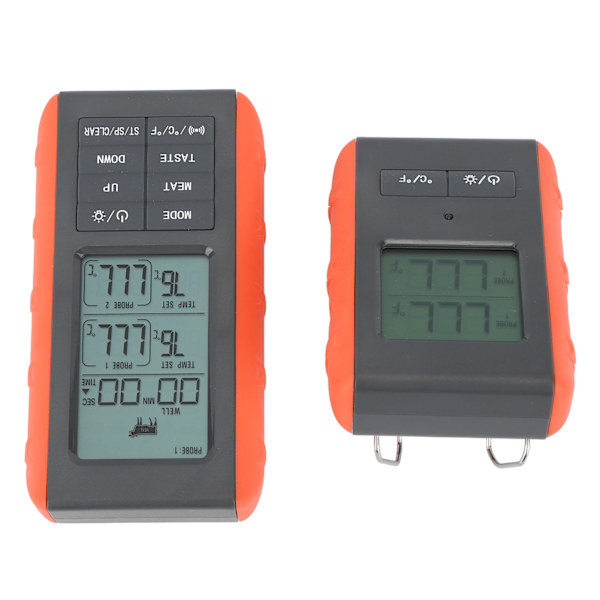 Kjøtttermometer med dobbel probe digital HTN-skjerm temperaturalarm trådløst BBQ grilltermometer for matlaging