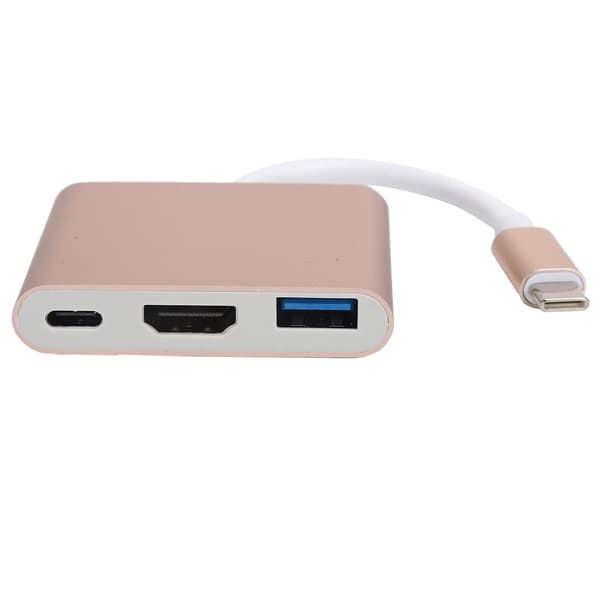 USB C Adapter 3.1 3 i 1 Hub Konverter Dock High Definition Multimedia Interface 4K Rosaguld