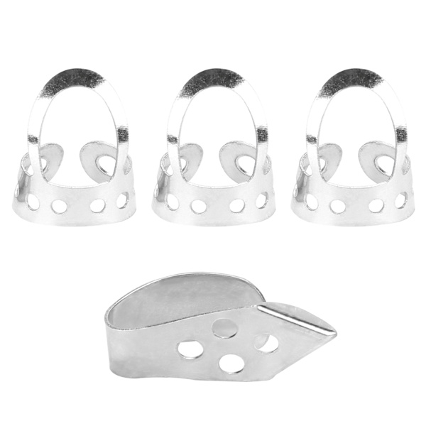 Fingerplektrum Metall Justerbara Ihåliga 3st Pekfinger 1st Tumme Banjo Gitarr Ukulele Delar (Silver)