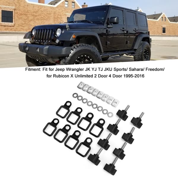 Hardtop Hurtigfjernelsesskruer Fastgørelsessæt Tie Down D-ringe Ankre Passer til Jeep Wrangler