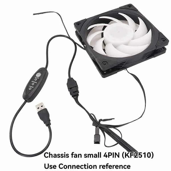 USB 5V til 12V Boost Blæserkabel Justerbart USB til 4-Pin Blæserkabel 3 Hastighedstrin Justerbar USB til 12V-WELLNGS