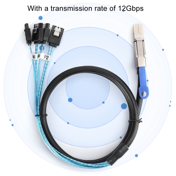 H0402 Mini SAS-kabel SFF-8644 til 4 x SATA Ekstern Server Harddisk Datatilbehør