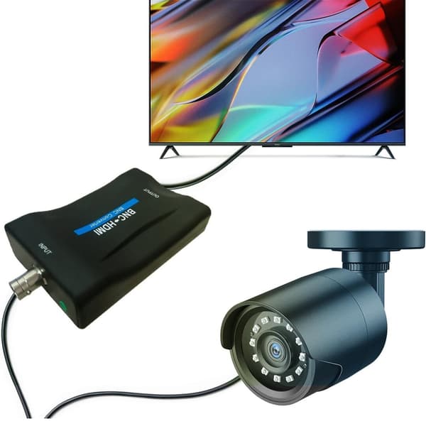 Koaksial til HDMI-adapter, BNC til HDMI-adapterkonverter, CVBS PAL/NTSC BNC til HDMI, 720P/1080P videoadapter