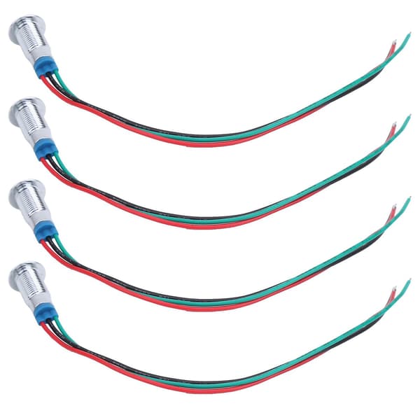 8mm 2-farvet LED-indikatorsæt: 4-pak, Vandtæt, Fælles Anode, 12-24V, Rød/Grøn-WELLNGS