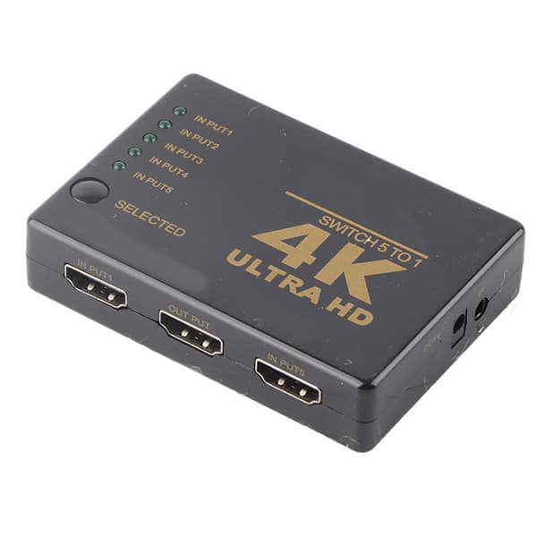 High‑Definition Multimedia Interface Switcher 5 in 1 ut 1080P Konverter med Fjärrkontroll
