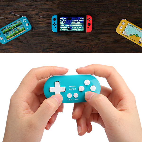 Trådlös Kontroller Mini Liten Bluetooth Portabel Gamepad för Mobiltelefon Dator (Blå Grön)