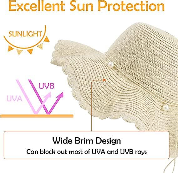 Vikbar solhatt för kvinnor UV-skydd sommar strandhatt Beige