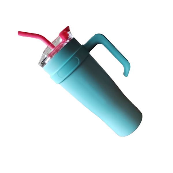 Bil Isolerad Mugg Rostfritt Stål 1250ML med Sugrör Isolerade Tumblers för Utomhusresor Blå