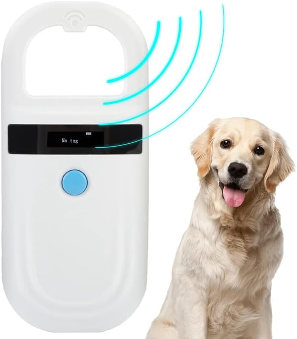 Dog Microchip Reader, Pet Chip Scanner with OLED Display, Supports FDX-B (ISO11784/11785) and EMID Microchips, for Animal Management.