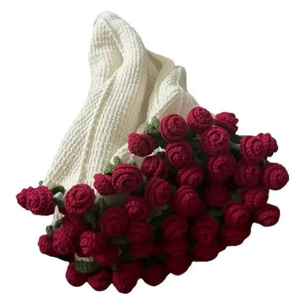 Flower Bouquet Blanket Handmade Foldable Soft Rose Blanket Beginner-Friendly Throws for Home Mother's Day Wedding