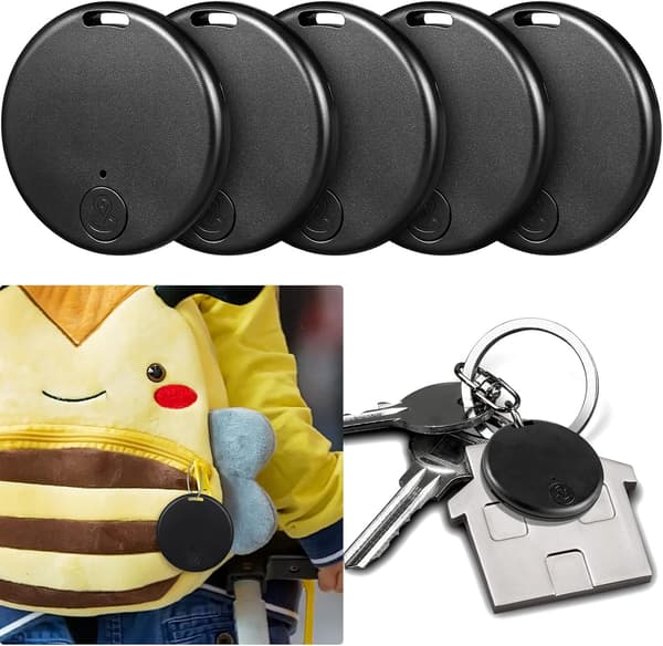 5-pack Portable GPS Tracker Mobile Tracking Anti-Loss Smart Device Key Finder GPS Locator for Pets, Wallets and Keychains White