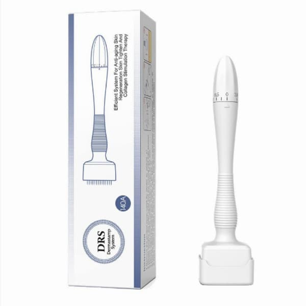 Adjustable Microneedling Derma Stamp Pen 140 Tips 0~3.0mm Skincare Tool for Wrinkles Acne Scars Stretch Marks