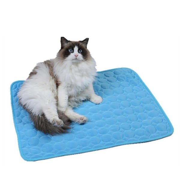 St/Sæt Kølemåtte til Kæledyr Hund Selvkølende Måtte Kat Køletæppe Pude Soveunderlag Kølemåtte til Kæledyr, Blå 50*40cm+60*50cm