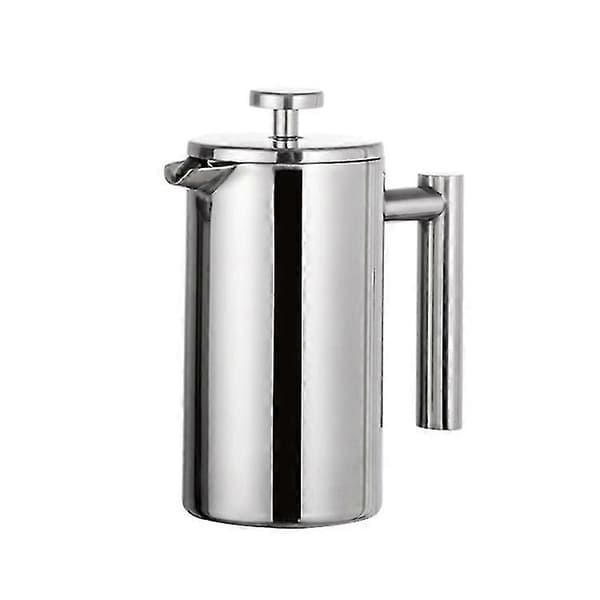 Franskpresse Dobbelvegget Isolert Kaffetrakter i Rustfritt Stål med Meshfilter 800 ML