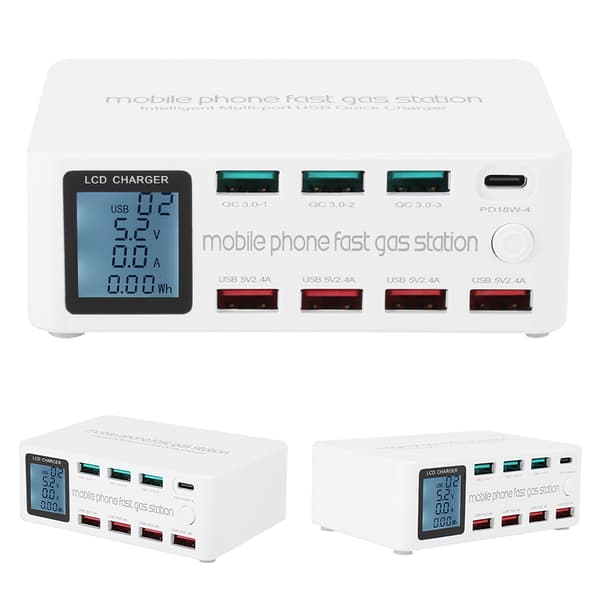 8 i 1 multifunksjonell USB-ladestasjon Smart Socket Bracket 100W maks 100-240V EU