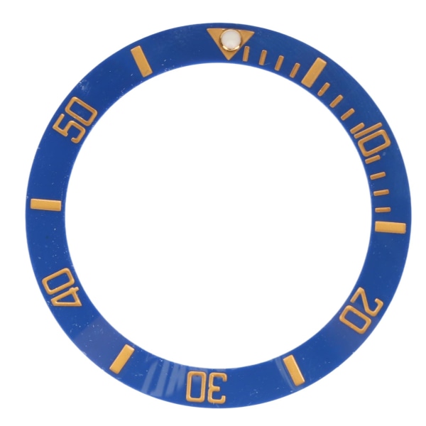 40 mm diameter klokkerammeinnsatsring Klarskala lysende keramisk erstatningsrammeinnsats gullkarakter blå bakside