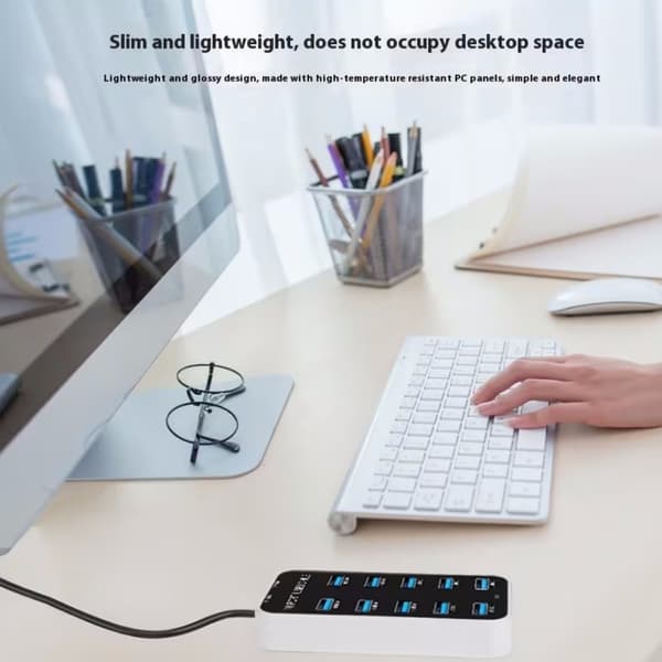 10-ports USB 3.0 Hub, Universal USB 3.0 Udvidelsesadapter til Bærbare Computere. USB Hub Understøtter 5 Gbps Højhastighedsdataoverførsel