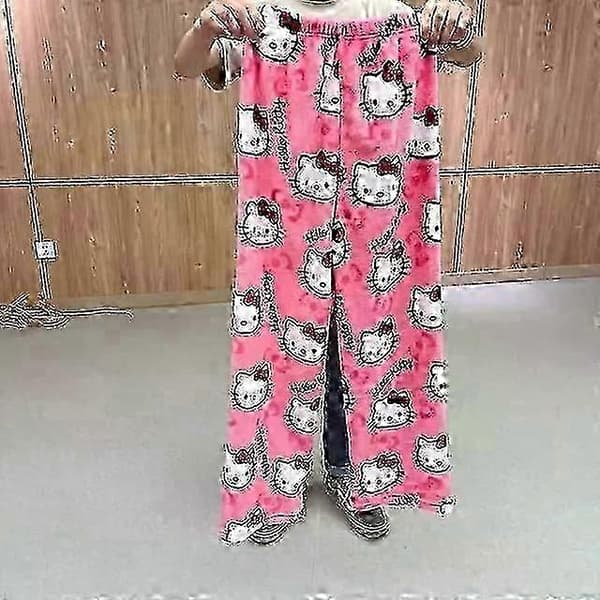 Søte Rosa Hello Kitty Pyjamasbukser XS Store Størrelser Koselig Stilig Loungewear pink M
