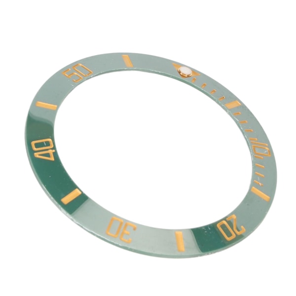 40mm Diameter Klocka Bezel Insats Ring Tydlig Skala Självlysande Keramisk Ersättningsbezel Insats Guld Karaktär Grön Baksida