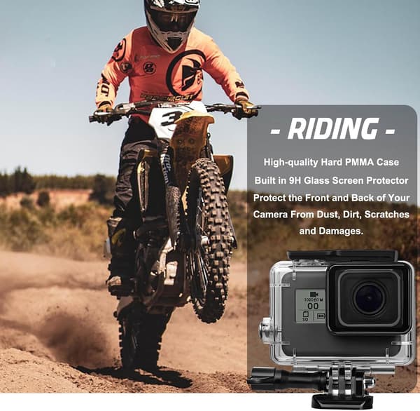 Compatible with Go Pro 9-13 Waterproof Housing Case Protective Underwater Diving Case with Camera Handle Mount Accessory Kit (Black)