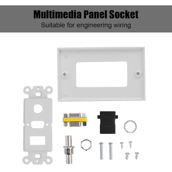 Audio Video DC 3.5mm Hunn HDMI + VGA 3 i 1 Sokkel Panel Lader Uttak