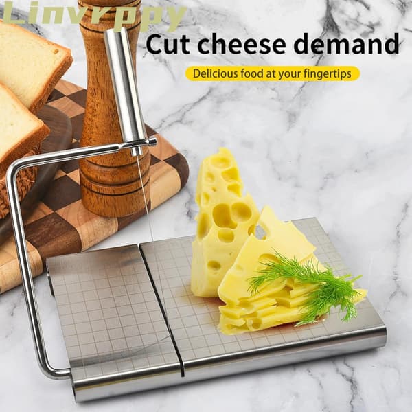 Cheese Slicer for Hard Cheese, Butter, Sausage, and Ham. Includes 5 Extra Wires.