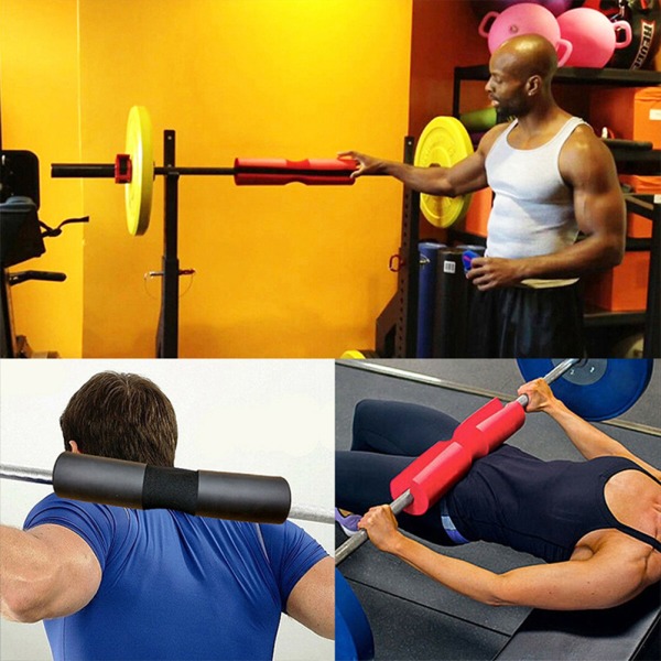 Skum Barbell Pad Mjuk Knäböjspad med 2 Fästen Barbell Tillbehör
