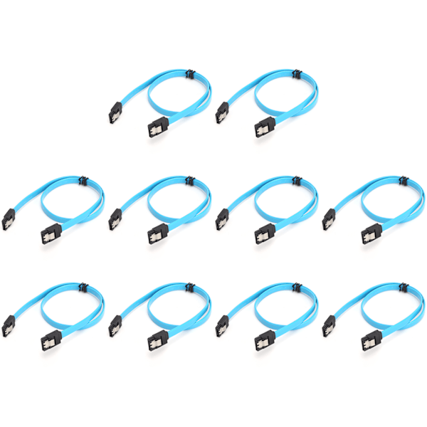10 stk. Serial ATA-kabel Harddisk Datakabel Serial ATA3.0 Adapter for SSD CD-driver CD-brenner Blå