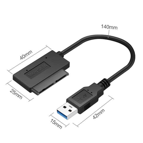 USB Easy Drive -kaapeli, USB 3.0 - SATA 7+9P -kiintolevysovitinkaapeli, 1,8 tuuman SSD-datakaapeli