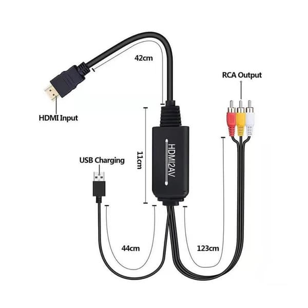 HDMI til AV-omformer, HDMI til AV-adapterkabel, projektor/datamaskin/PS4 til TV/skjermadapter