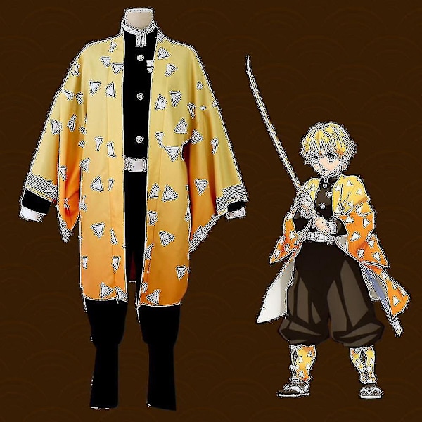 Anime Demon Slayer Barnkostym Set för Barn - Tanjirou Nezuko Outfit 11-12 År Agatsuma Zenitsu