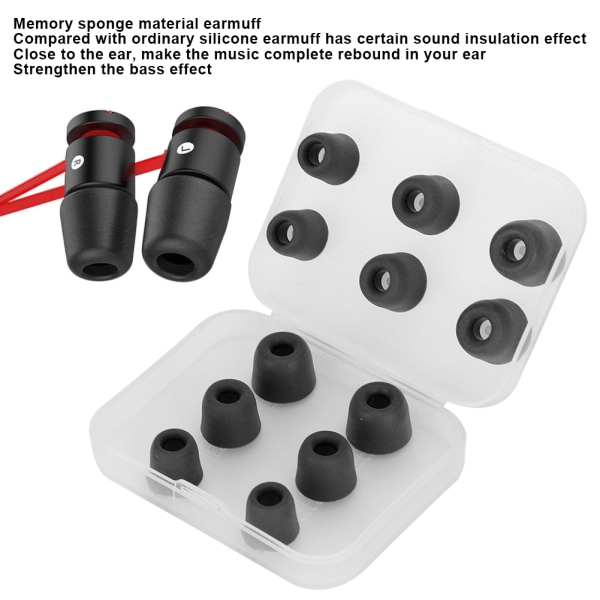 6 st NB M1 Långsam Återhämtning Full Memory Svamp Silikon Öronpropp In-Ear Ljudreducering Öronmuff Ersättning (Full Memory Svamp (Svart))