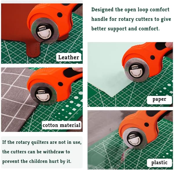 Rotary Cutter, Professional 45mm Rotary Cutter for Fabric, Card Paper Sewing Quilting Rolling Fabric Cutting Tailor Scissors