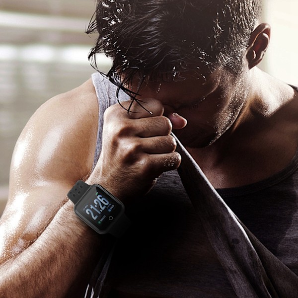 IP67 Vattentätt Smart Armband Blodtryck Pulsmätare Sport Stegräknare Klocka Svart