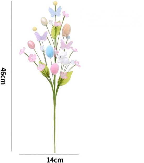 Easter Decorations - Artificial Rabbit and Egg Arrangement - DIY Party Bouquet Supplies - Easter Party Decor - 46 cm (3 Stems)
