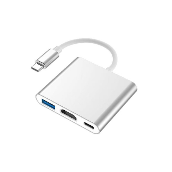 USB-C multiportadapter, kompatibel med USB, USB-C (USB PD) og HDMI.