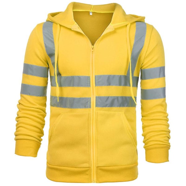 Män Vis Hooded Sweatshirt Säkerhet High Visibility Arbetsrock Yellow 4XL