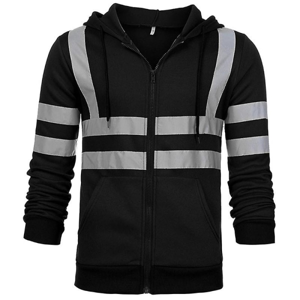 Män Vis Hooded Sweatshirt Säkerhet High Visibility Arbetsrock Black XL