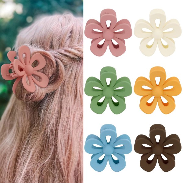6-pack Flower Claw Clip Stora hårklämmor för kvinnor, flickor