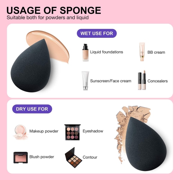 Makeup Sponge Blender Set om 4 - Latexfri, mjuk
