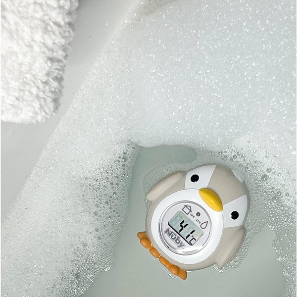 Penguin Bath & Room Thermometer – Lättläst display (grå)