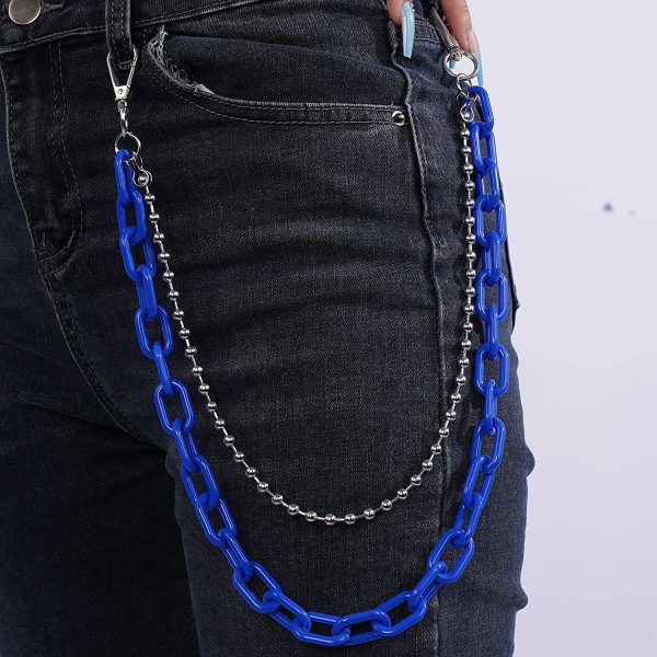 Akryl Layered Jeans Chain Hip Hop Byx Chain (Blå)